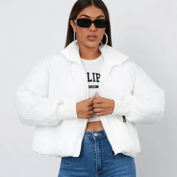 Quilted puffer jacket zip up stand collar black - Picture 5 of 6